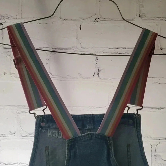 Blue Jean Short Overalls Rainbow 🌈 "Queen" NWT By Blu - Picture 6 of 14